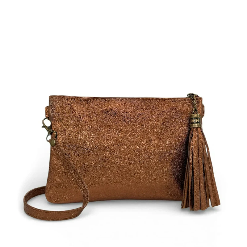 Sac pochette en cuir irisé MORGANE Bronze