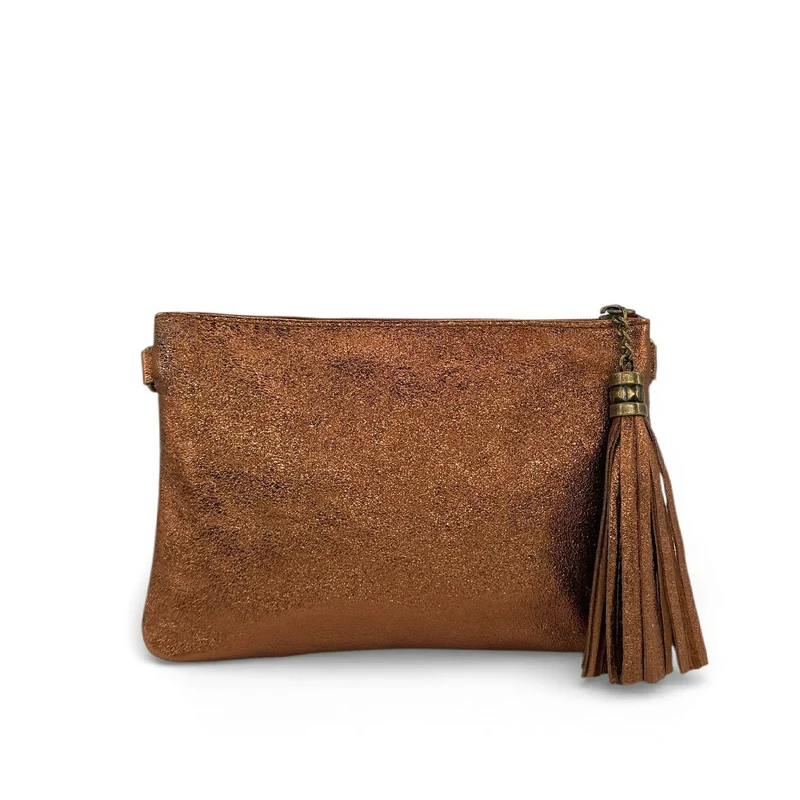 Sac pochette en cuir irisé MORGANE Bronze