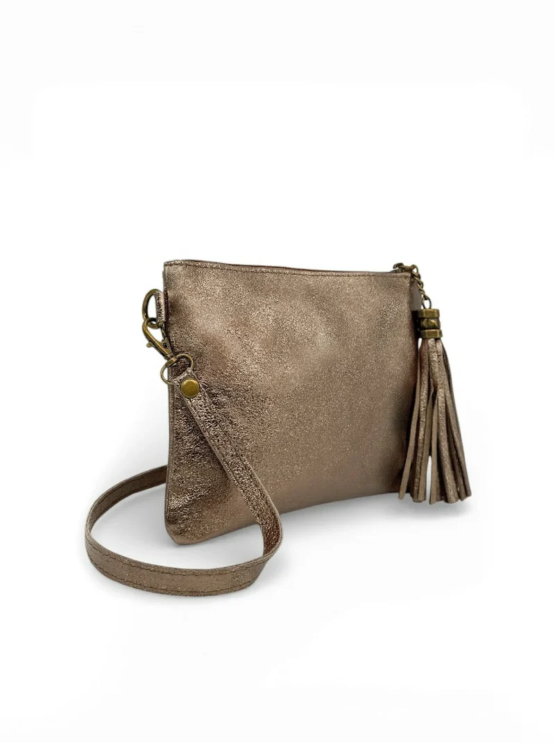Sac pochette en cuir irisé MORGANE Champagne irisé