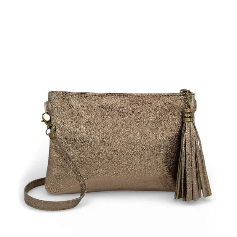 Sac pochette en cuir irisé MORGANE Champagne irisé