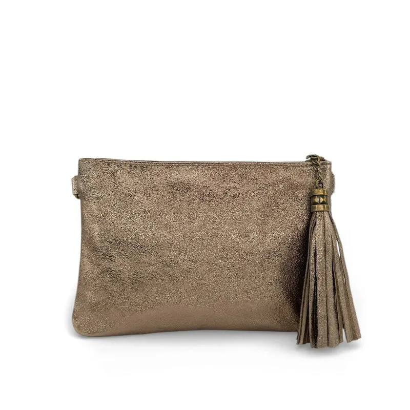 Sac pochette en cuir irisé MORGANE Champagne irisé