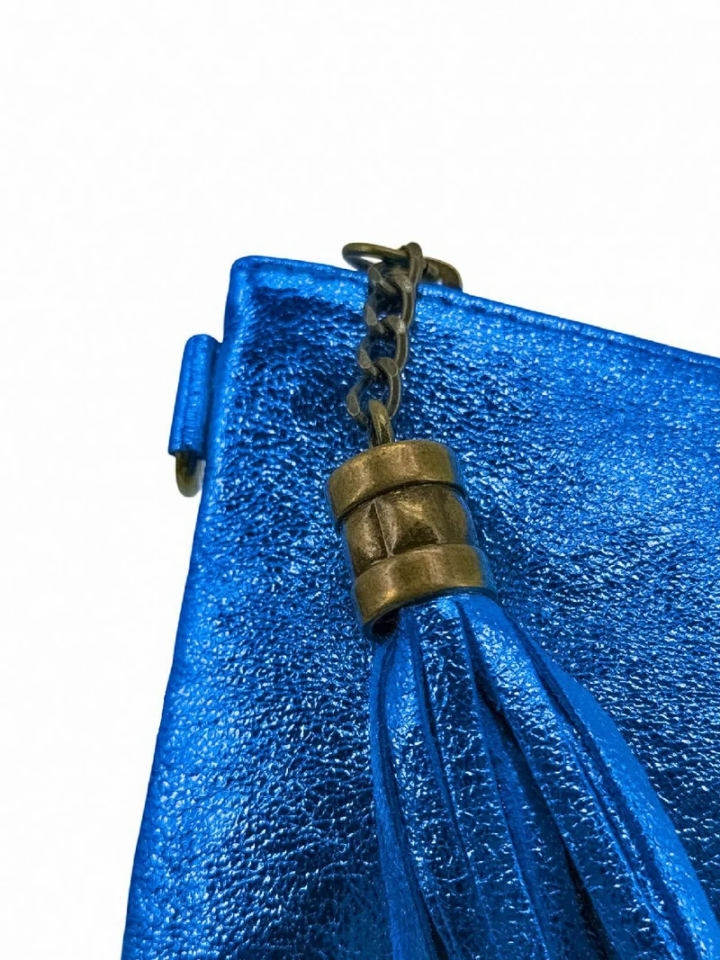 Sac pochette en cuir irisé MORGANE Bleu roi irisé