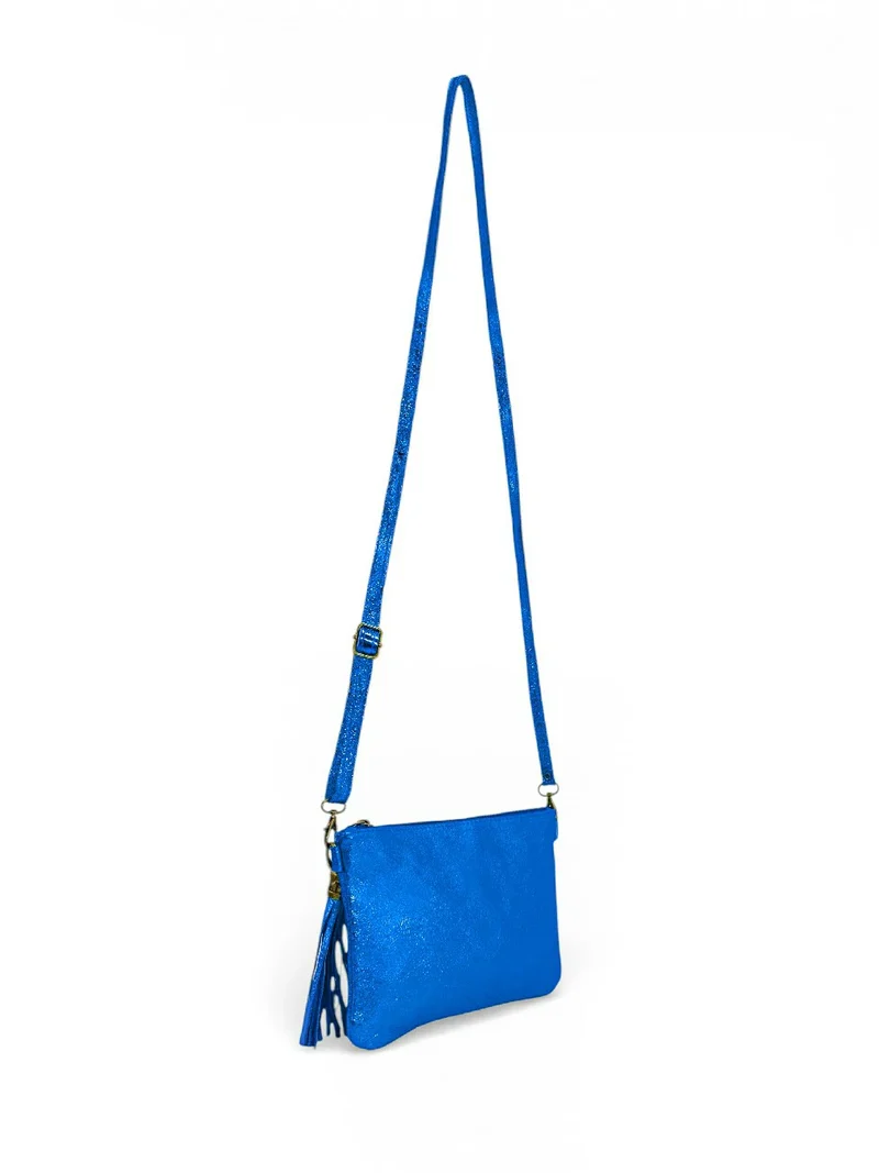 Sac pochette en cuir irisé MORGANE Bleu roi irisé