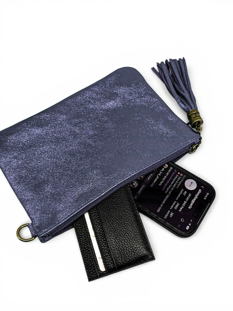 Sac pochette en cuir irisé MORGANE Nuit étoilée