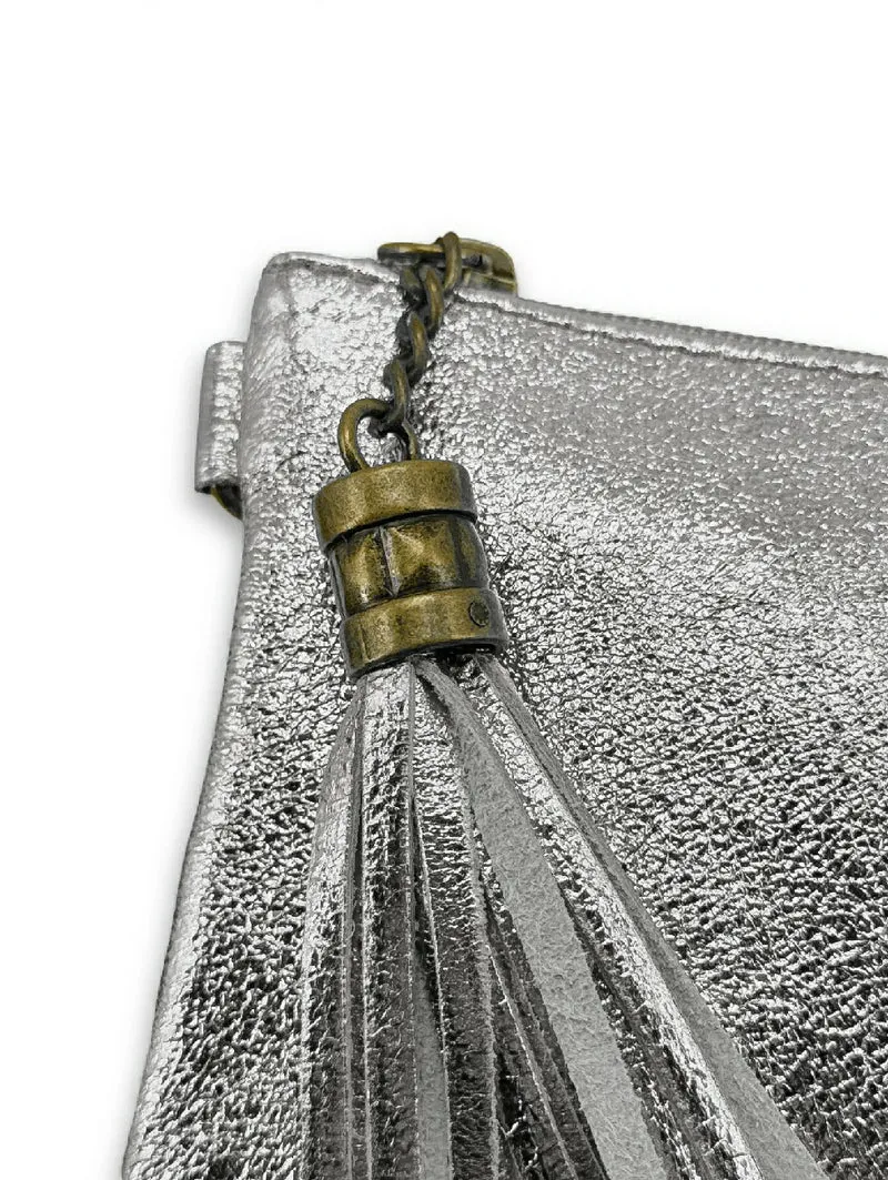 Sac pochette en cuir irisé MORGANE Argent clair