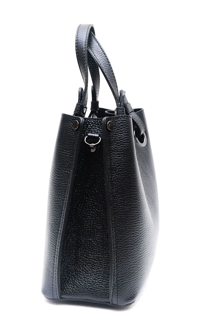 Sac à main en cuir grainé italien GENÈVE Noir