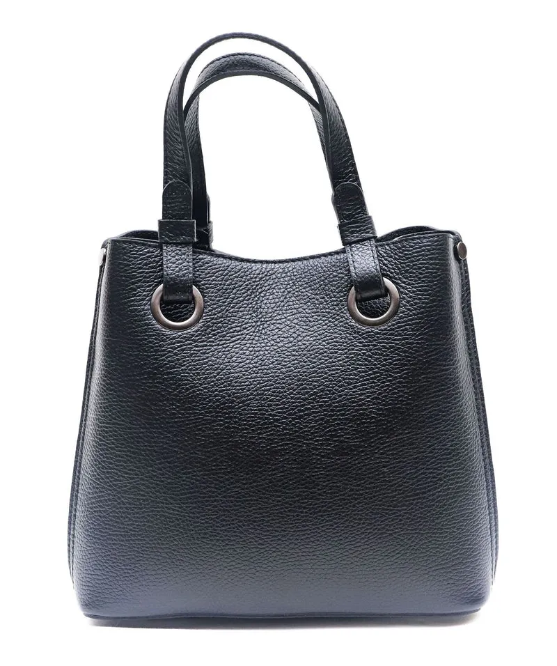 Sac à main en cuir grainé italien GENÈVE Noir