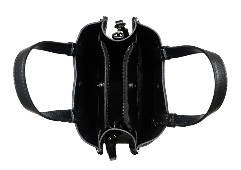 Sac à main en cuir grainé italien GENÈVE Noir