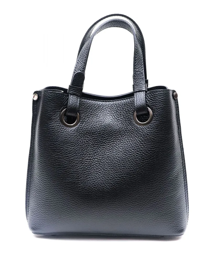 Sac à main en cuir grainé italien GENÈVE Noir