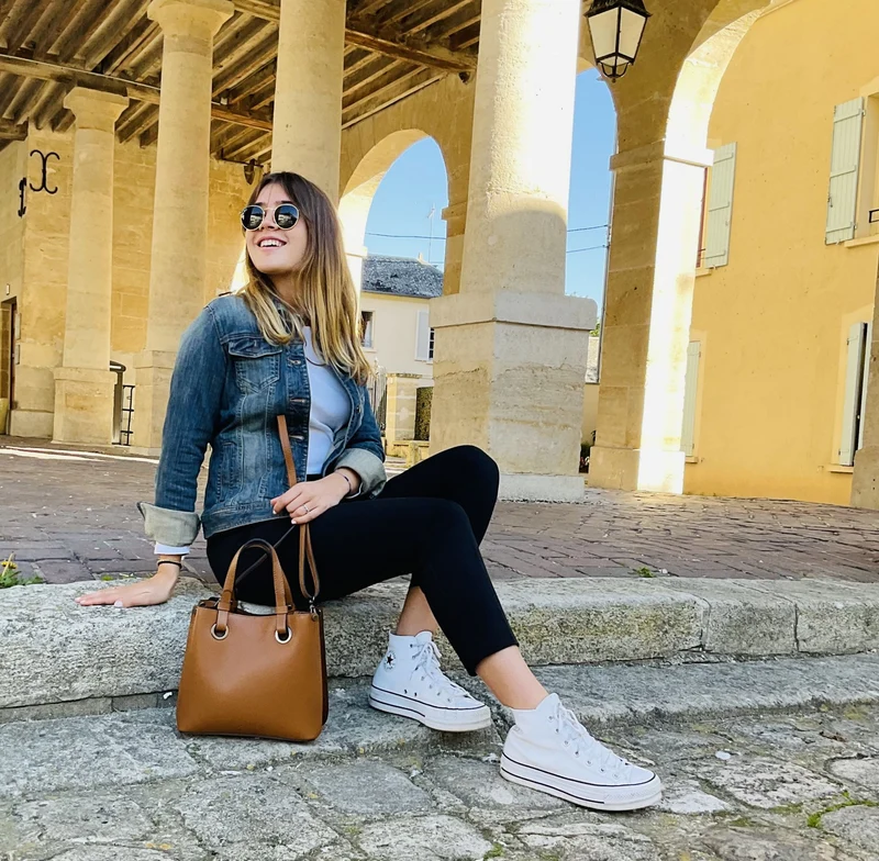 Sac à main en cuir grainé italien GENÈVE Camel