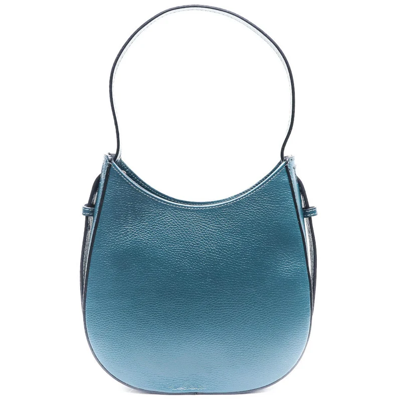Sac HOBO en cuir grainé ESTHER Bleu vert canard