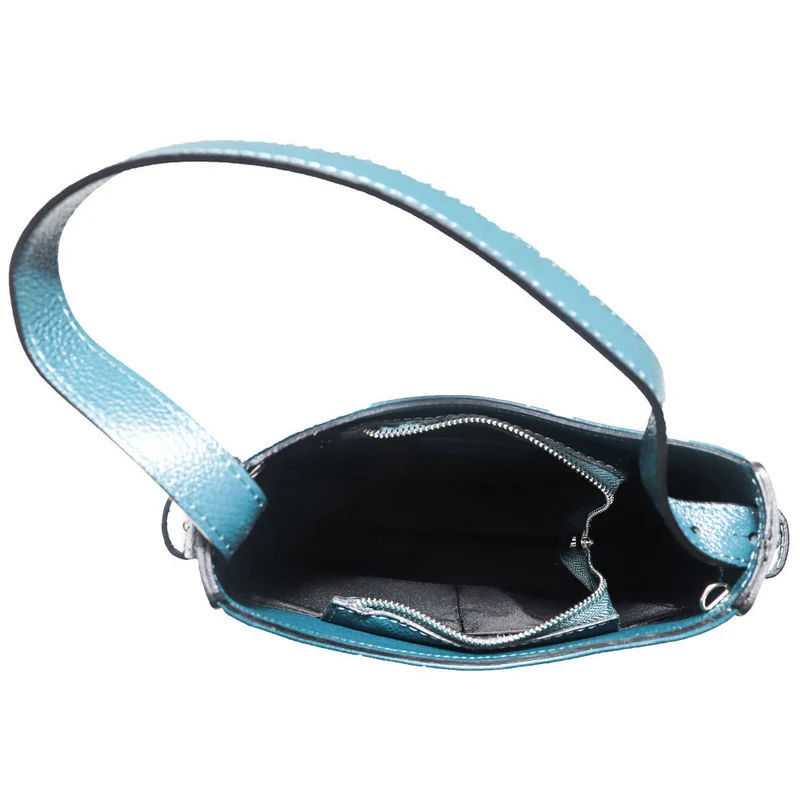 Sac HOBO en cuir grainé ESTHER Bleu vert canard