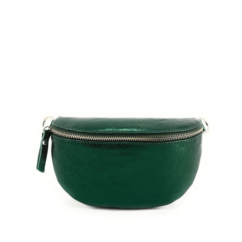 Sac banane en cuir irisé LOU Vert forêt