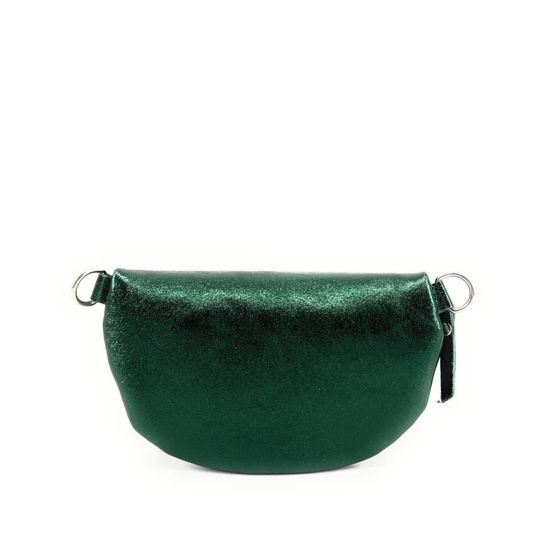 Sac banane en cuir irisé LOU Vert forêt