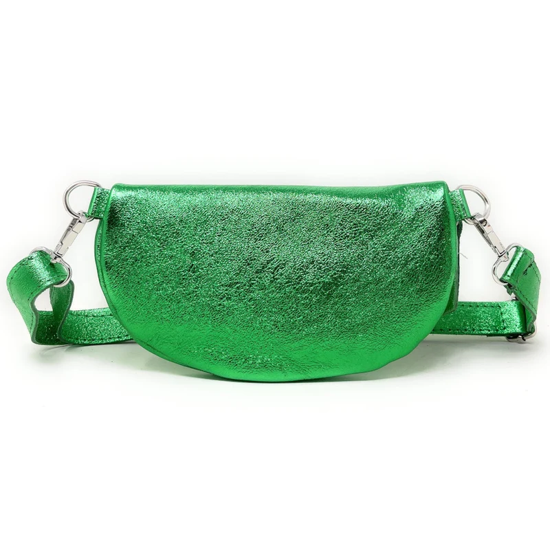 Sac banane en cuir irisé LOU Vert anglais irisé