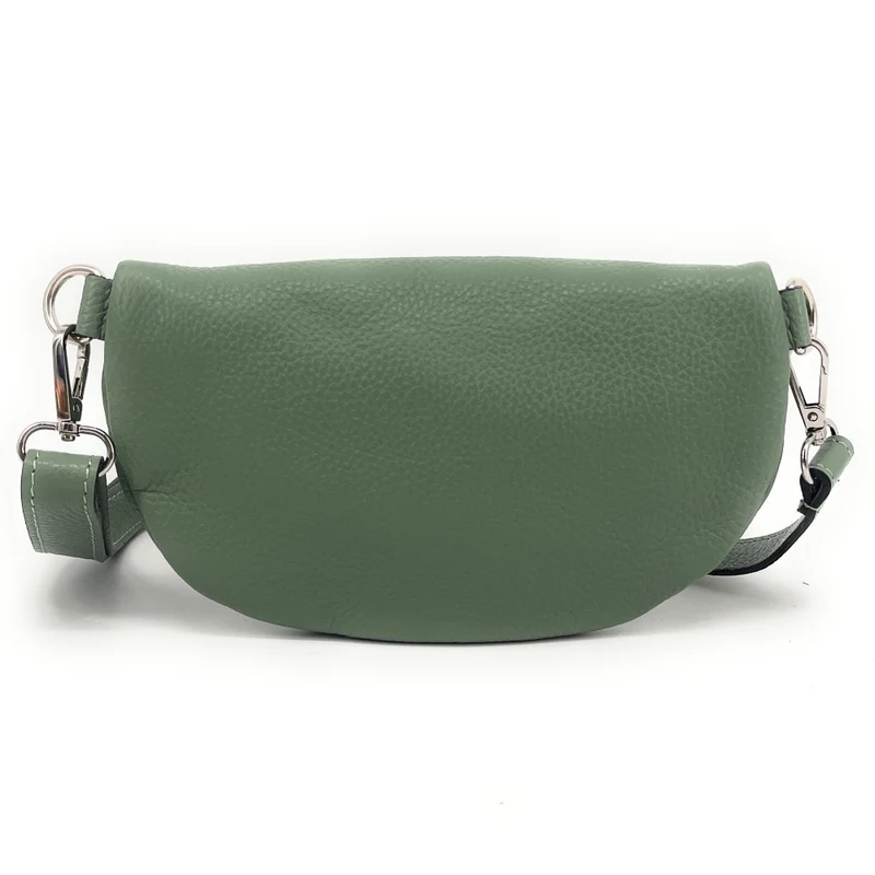 Sac banane en cuir grainé LOU Vert amande