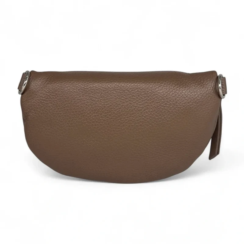 Sac banane en cuir grainé LOU Taupe foncé