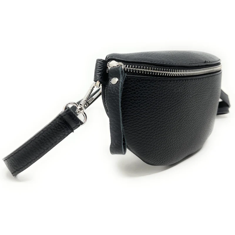 Sac banane en cuir grainé LOU Noir