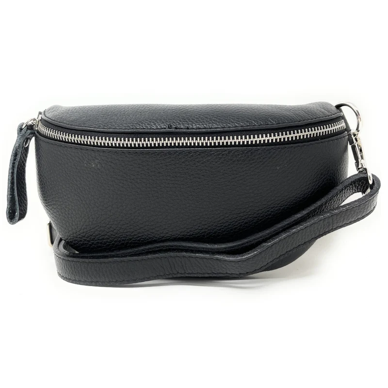 Sac banane en cuir grainé LOU Noir