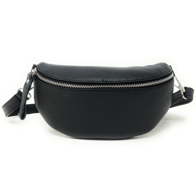 Sac banane en cuir grainé LOU Noir