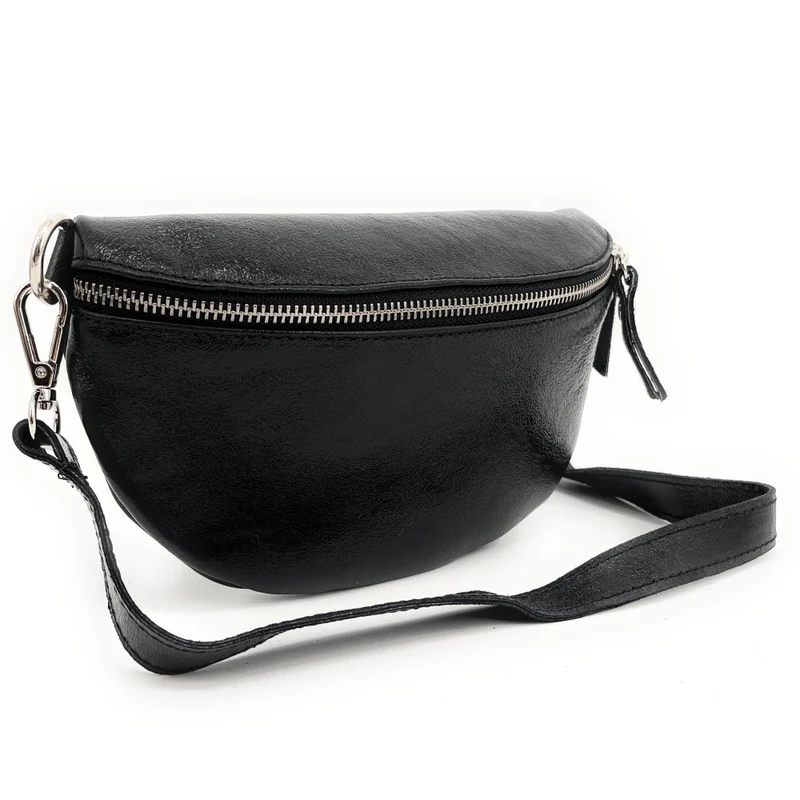 Sac banane en cuir irisé LOU Noir irisé
