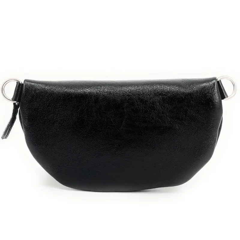 Sac banane en cuir irisé LOU Noir irisé