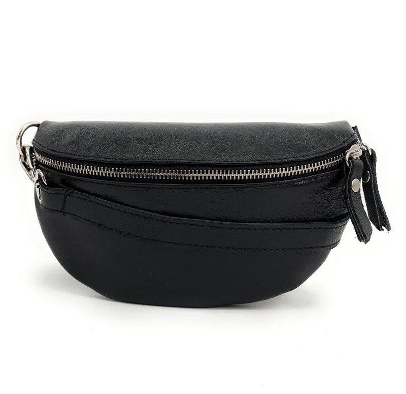 Sac banane en cuir irisé LOU Noir irisé
