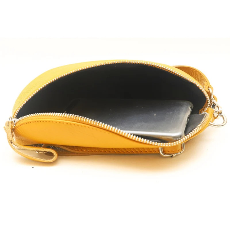 Sac banane en cuir grainé LOU Jaune Moutarde