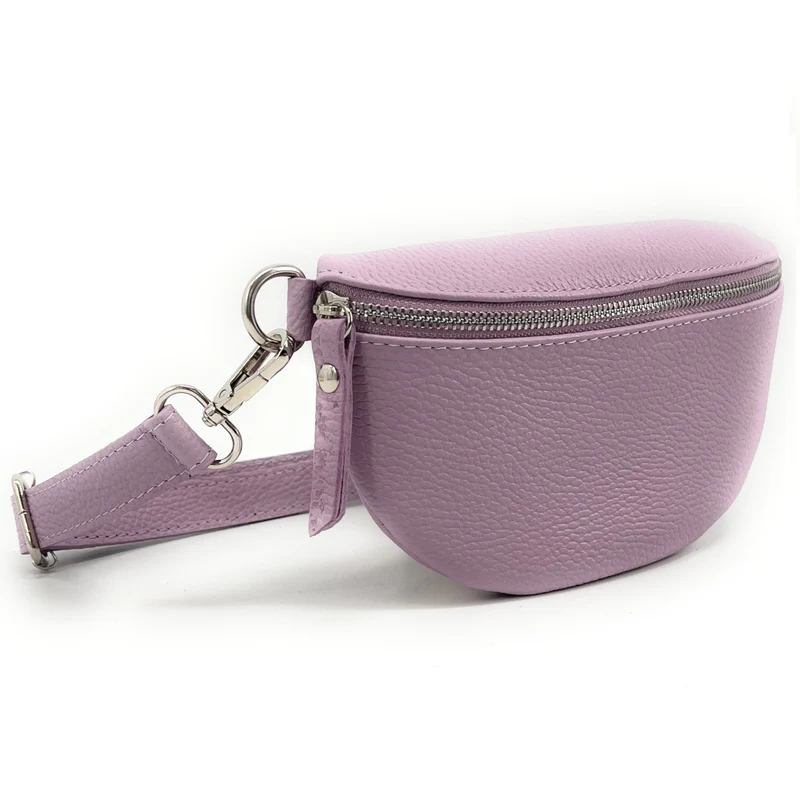 Sac banane en cuir grainé LOU Lilas