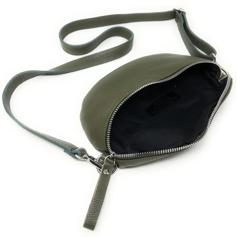 Sac banane en cuir grainé LOU Kaki