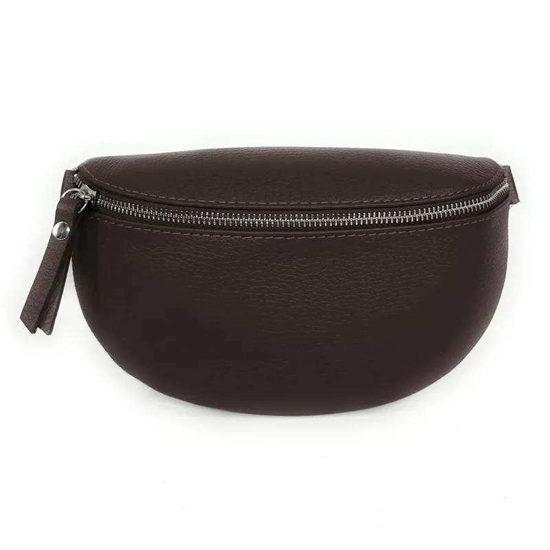 Sac banane en cuir grainé LOU Chocolat