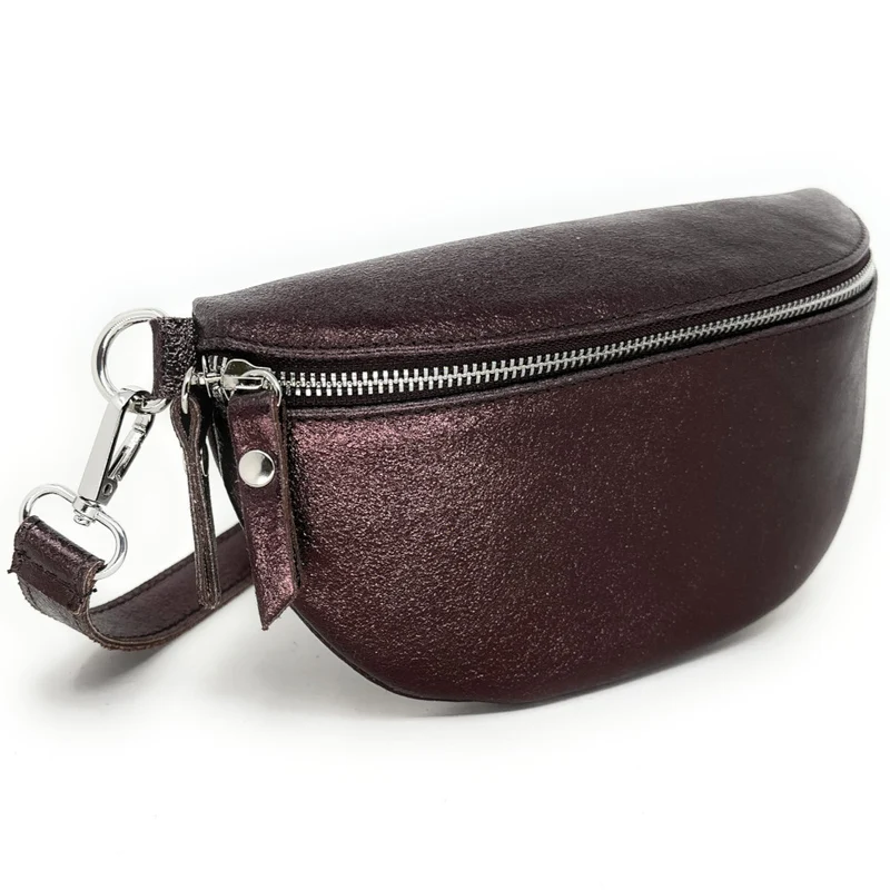Sac banane en cuir irisé LOU Chocolat irisé