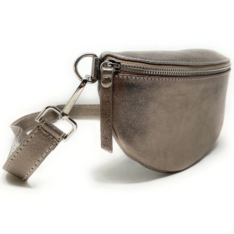 Sac banane en cuir irisé LOU Champagne irisé