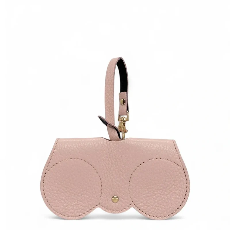 Etui à lunettes en cuir grainé PEANUT Rose nude