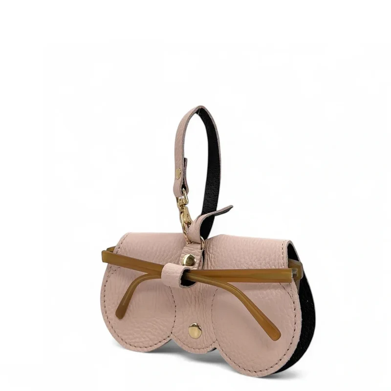 Etui à lunettes en cuir grainé PEANUT Rose nude