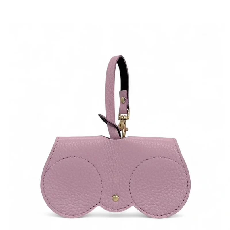 Etui à lunettes en cuir grainé PEANUT Rose bonbon