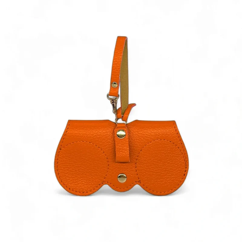 Etui à lunettes en cuir grainé PEANUT Orange