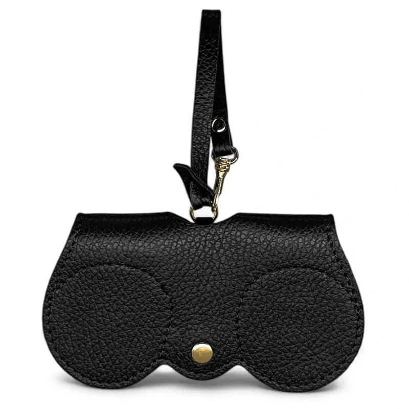 Etui à lunettes en cuir grainé PEANUT Noir