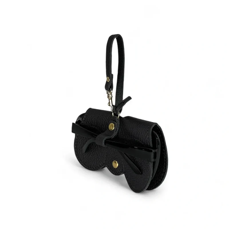 Etui à lunettes en cuir grainé PEANUT Noir