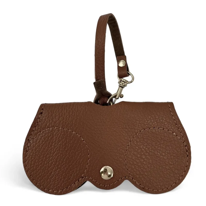 Etui à lunettes en cuir grainé PEANUT Marron châtaigne