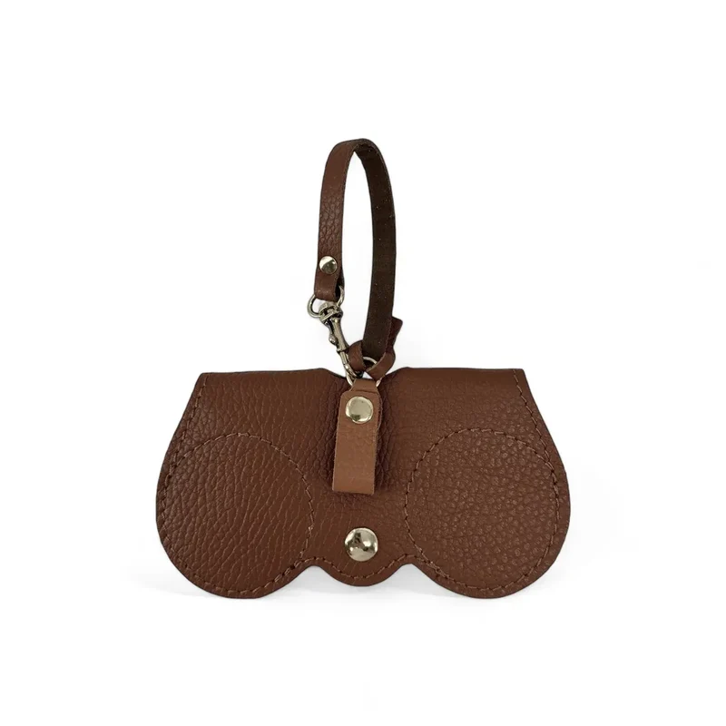 Etui à lunettes en cuir grainé PEANUT Marron châtaigne