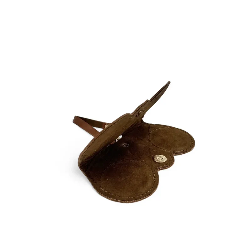 Etui à lunettes en cuir grainé PEANUT Marron châtaigne