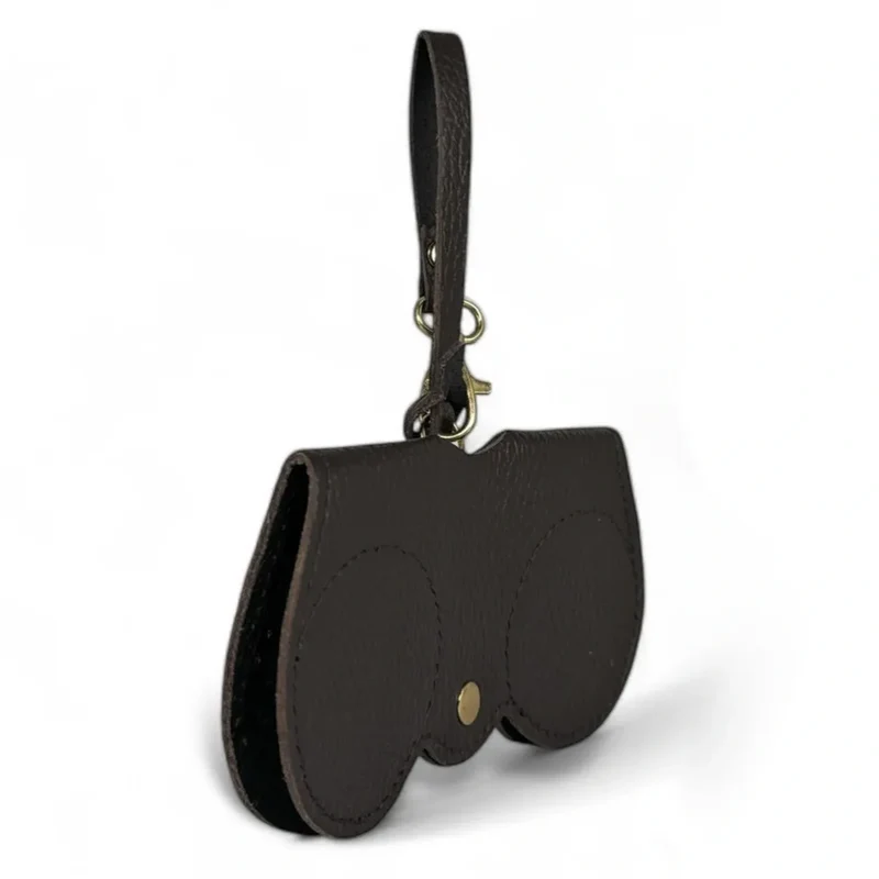 Etui à lunettes en cuir grainé PEANUT Marron chocolat