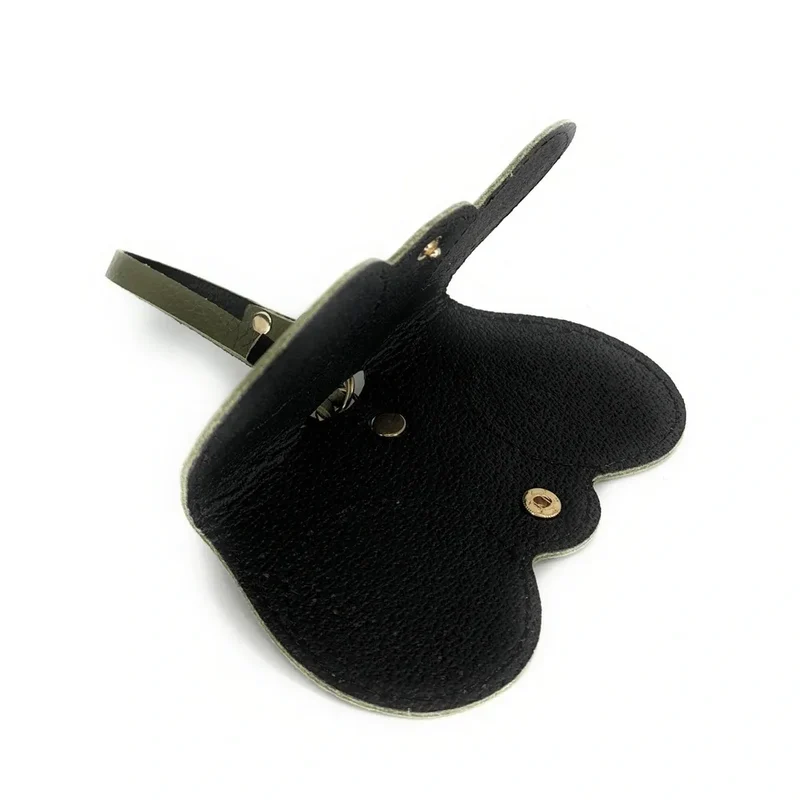 Etui à lunettes en cuir grainé PEANUT Vert kaki