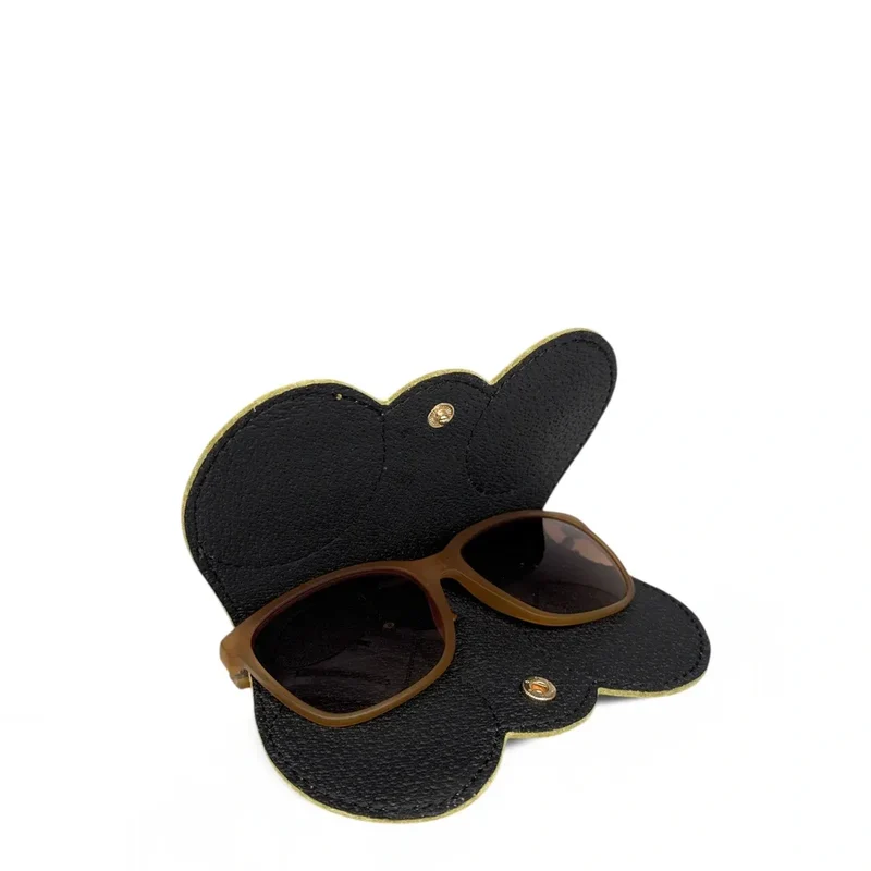 Etui à lunettes en cuir grainé PEANUT Jaune citron