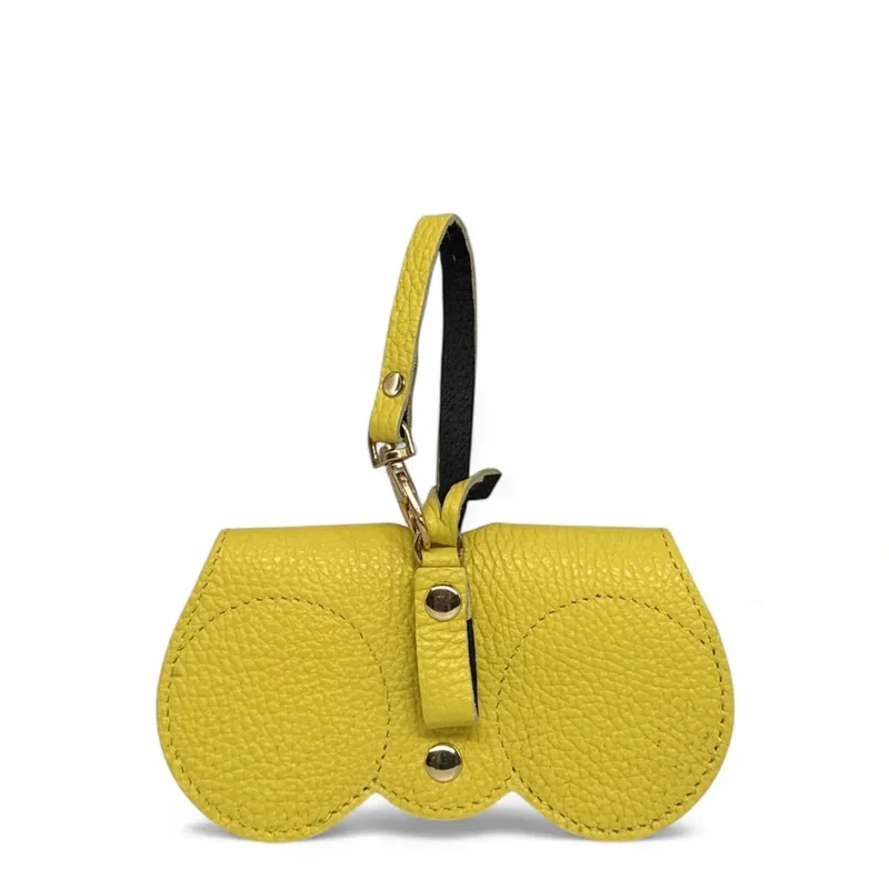 Etui à lunettes en cuir grainé PEANUT Jaune citron