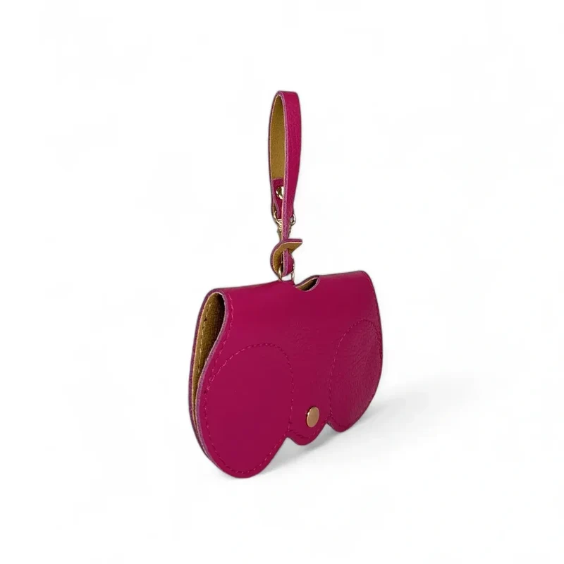 Etui à lunettes en cuir grainé PEANUT Rose fuchsia