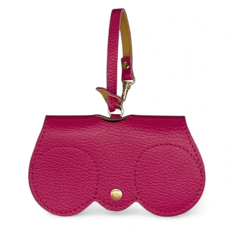Etui à lunettes en cuir grainé PEANUT Rose fuchsia