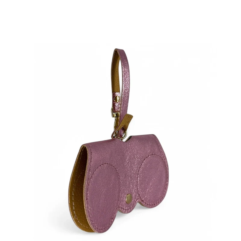 Etui à lunettes en cuir irisé PEANUT GLOW Rose pâle irisé
