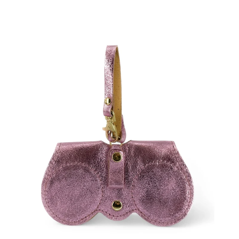 Etui à lunettes en cuir irisé PEANUT GLOW Rose pâle irisé